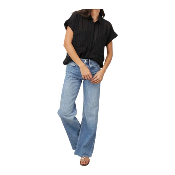 Rails Cito Stripe Cotton Button Down Shirt Black Shadow Stripe Size M - Picture 3 of 5